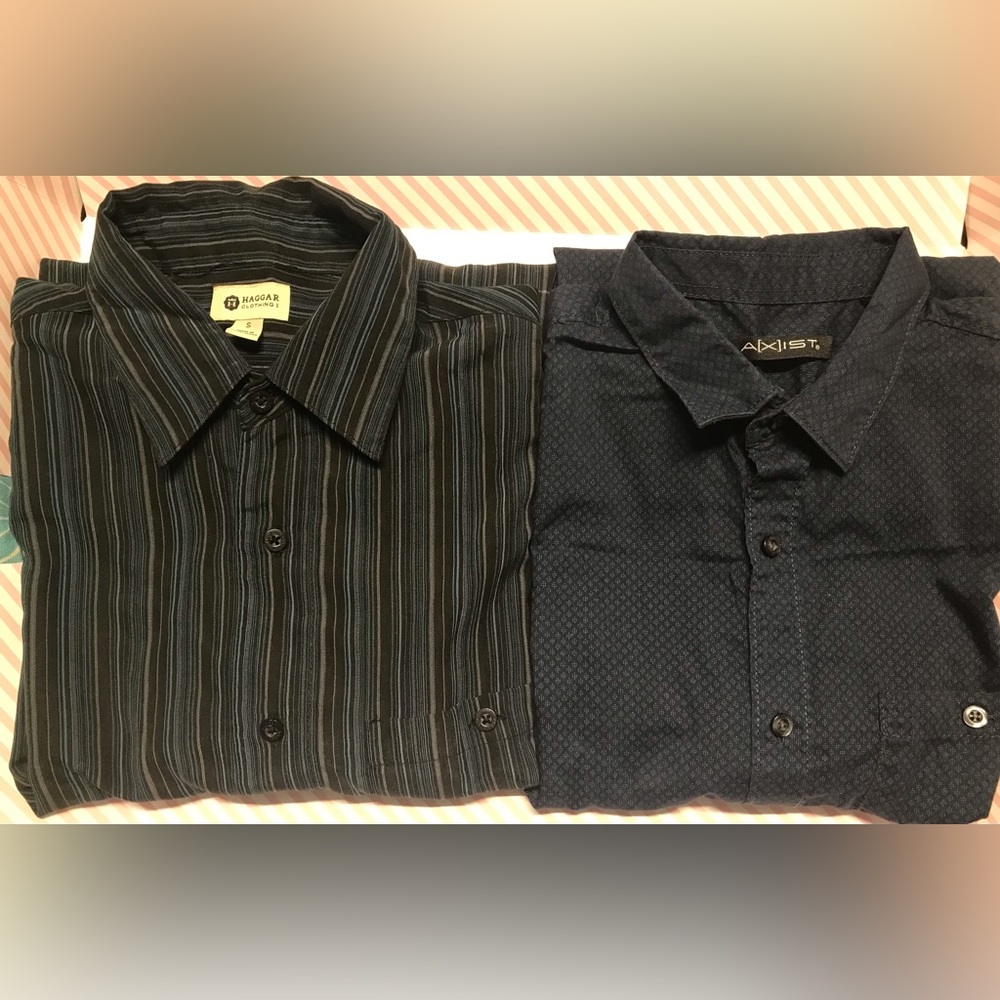 2 pcs MENS HAGGAR & AXIST long-sleeved dress shirt used very good condition - Picture 3 of 14